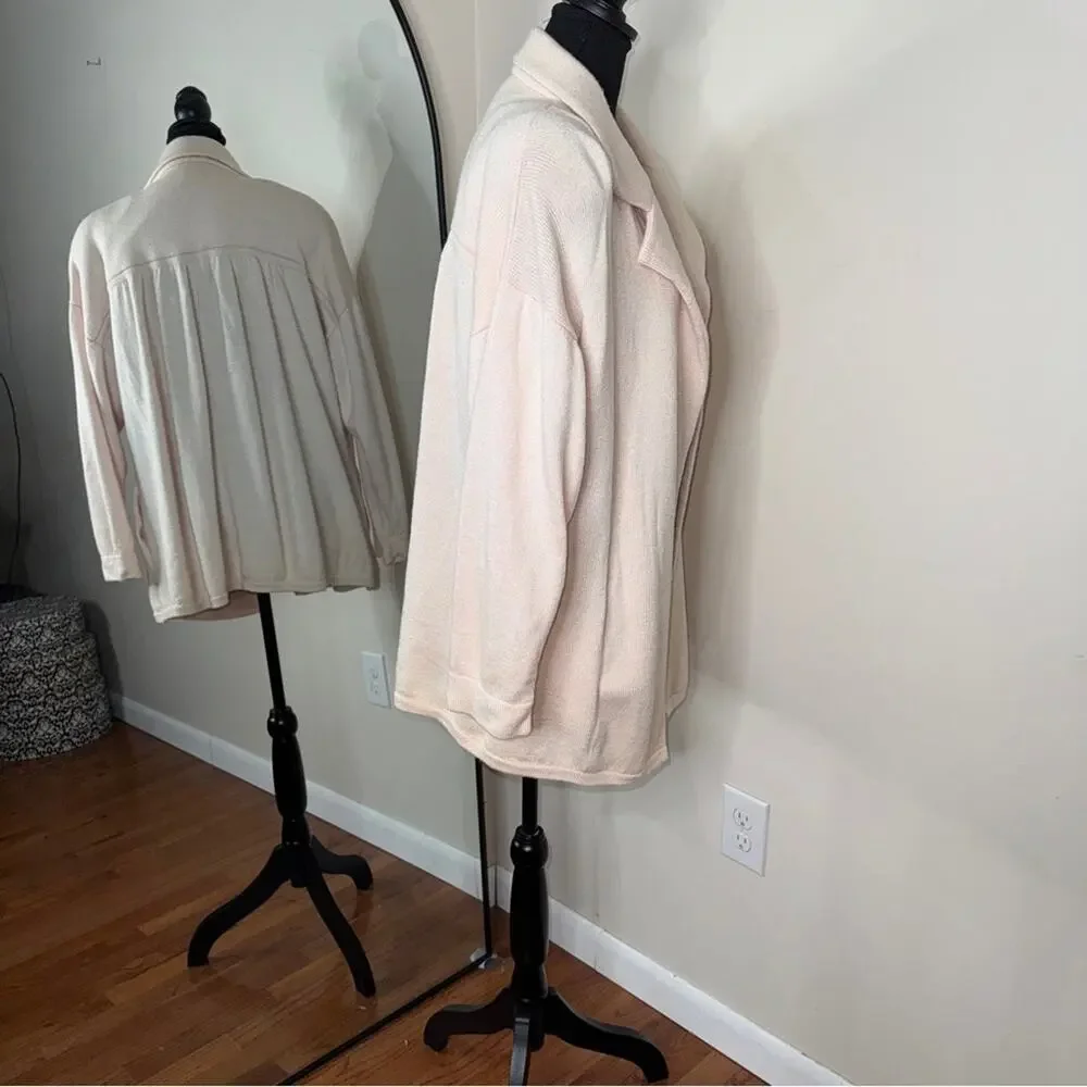 St. John Santana Knit Open Front Blazer Jacket Pink Size L